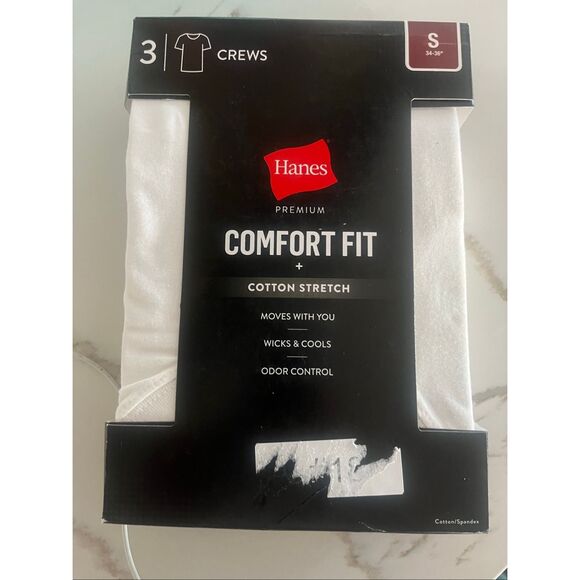 Hanes Premium Comfort Fit Cotton Stretch Crew T-Shirts 3 Pack, NEW - Picture 3 of 5